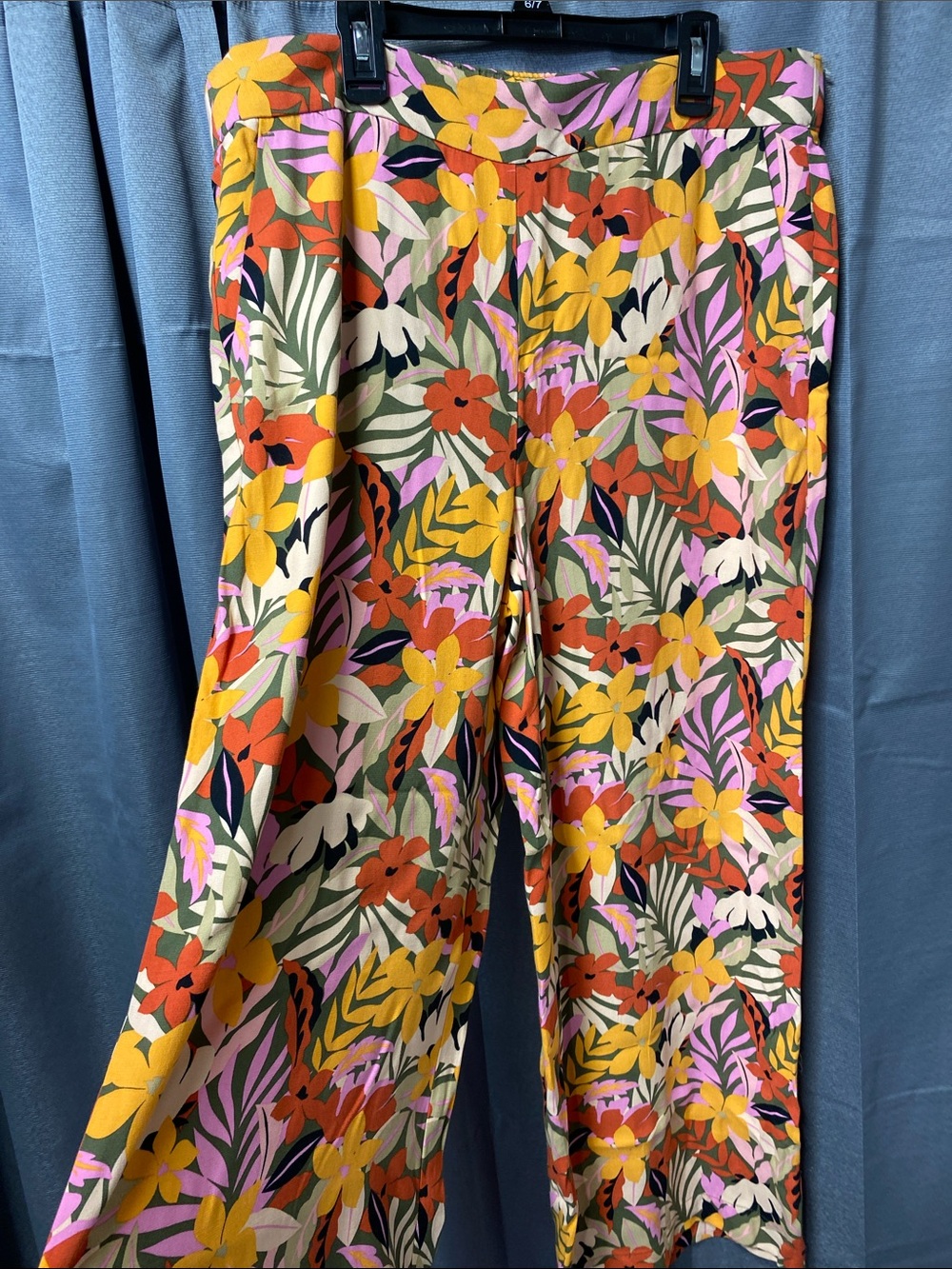 LOFT Floral Wide-Leg Pants in Pink, Yellow, Orange and Green